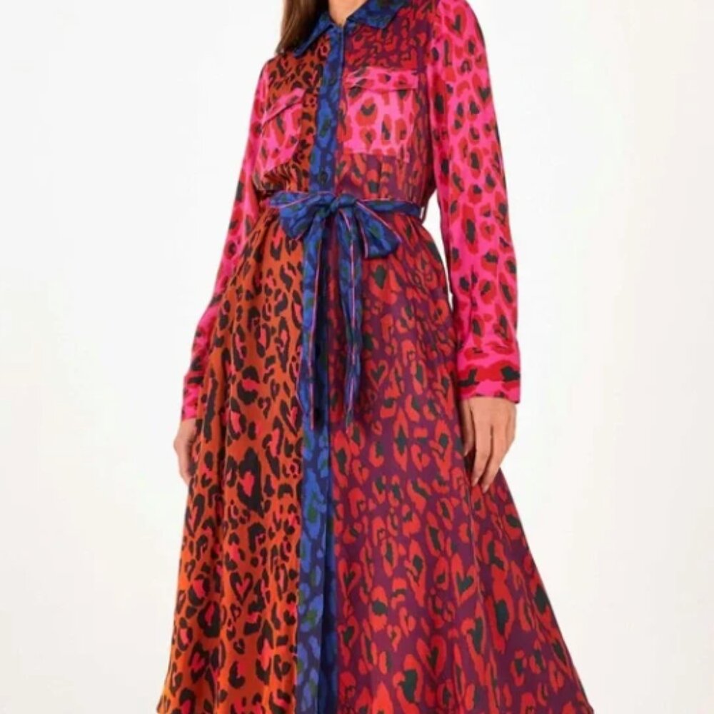 FARM RIO BUTTON-FRONT MIDI DRESS size small